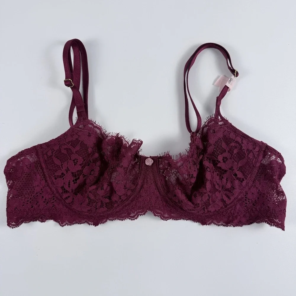 Victoria's Secret Dream Angels Wicked Burgundy Lace Underwire Bra 34D NWT